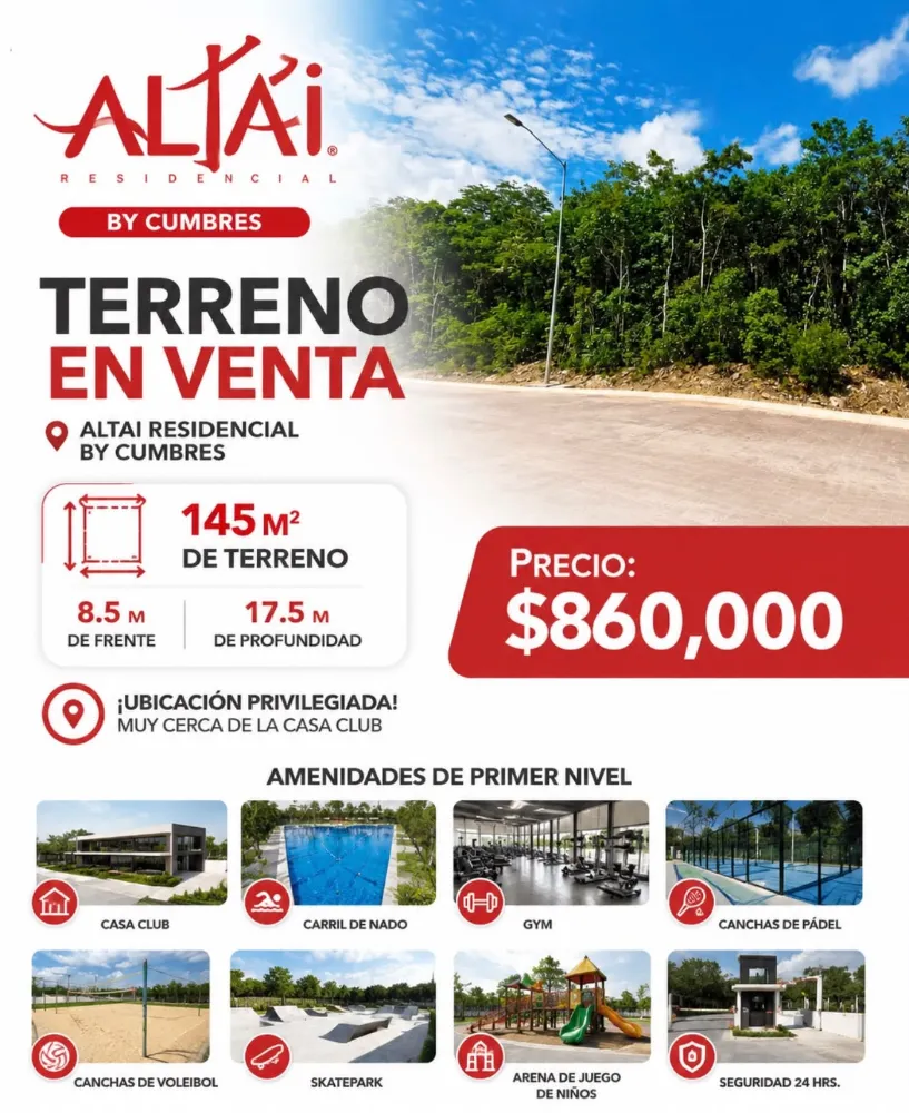 Terreno en Venta en Oferta de Liquidación de 145 m² | ALTAI by Cumbres (Zona Huayacán)